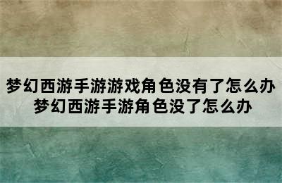 梦幻西游手游游戏角色没有了怎么办 梦幻西游手游角色没了怎么办